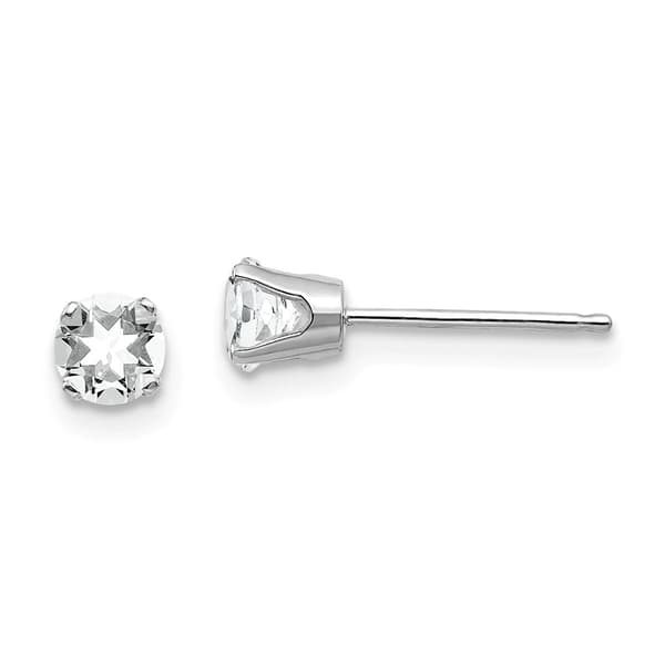 Gemstone Classics&#40;tm&#41; White Gold 4mm. White Topaz Earrings - image 
