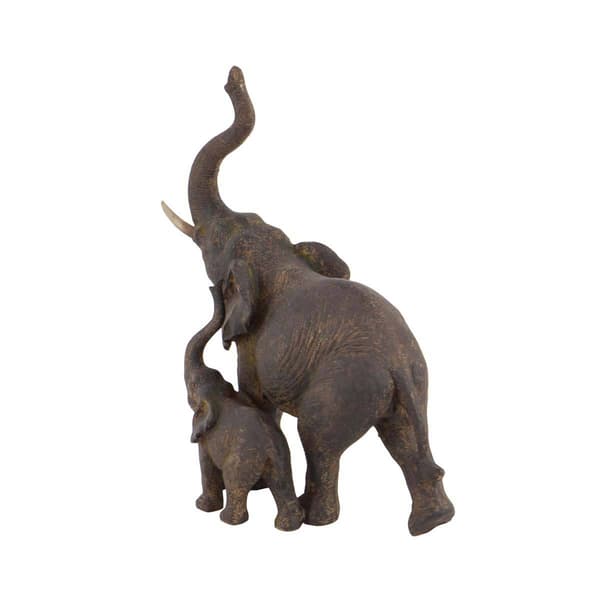 9th & Pike&#174; Brown Polystone Momma And Baby Elephant Sculpture
