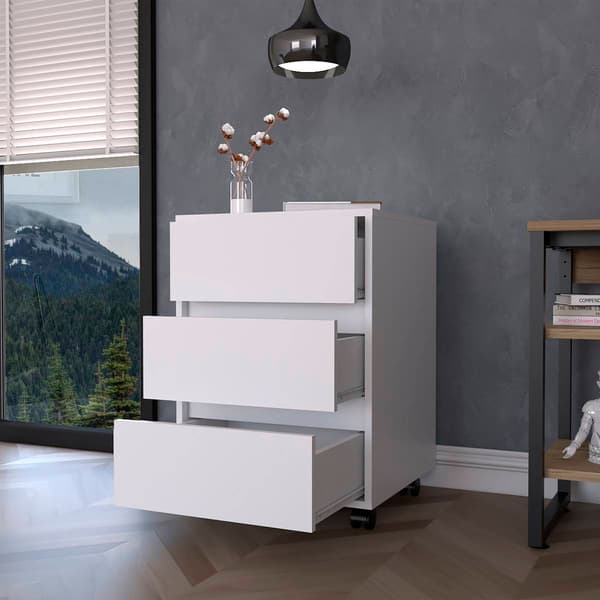 FM FURNITURE Vienna White 3 Drawer Filling Cabinet