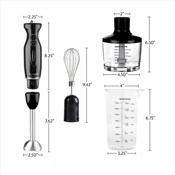 Ovente Immersion Electric 2-Speed Hand Blender