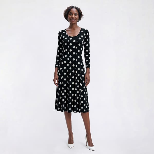 Womens Sami & Jo 3/4 Sleeve Dot A-Line Dress - image 