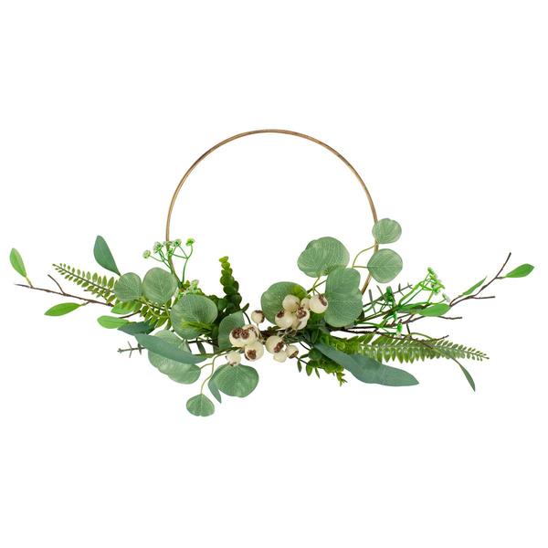 Northlight Seasonal Eucalyptus & Fern Golden Ring Spring Wreath - image 