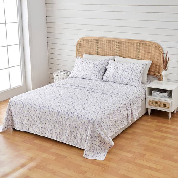 FreshFolds Delia Premium Lavender Floral Microfiber Sheet Set - image 