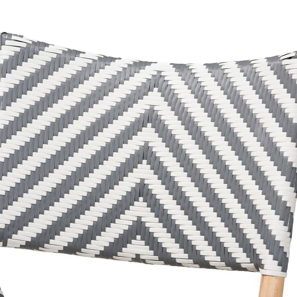Baxton Studio Shai French Grey & White Weaving Bistro Chair