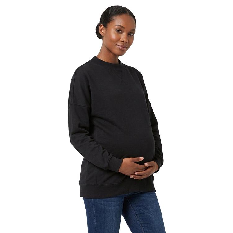 Womens Times Two Maternity Mini Mock Drop Shoulder Sweatshirt