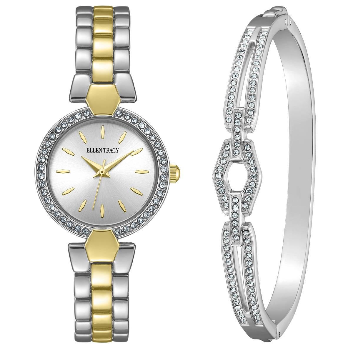 Womens Ellen Tracy Two-Tone Bracelet Watch & Bangle - ETB8207TTG