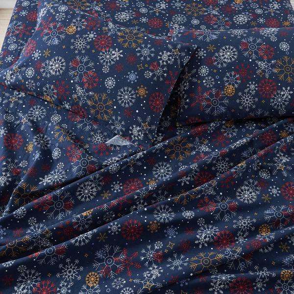 Freshfolds Premium Cotton Flannel New Snowflake 4pc. Sheet Set