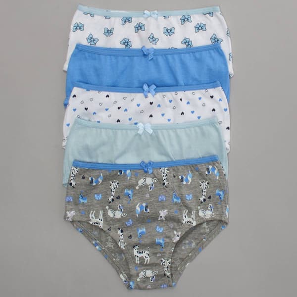 Girls (7-16) Rene Rofe(R) 5pk. Jade Dogs/Hearts/Bows Briefs - image 