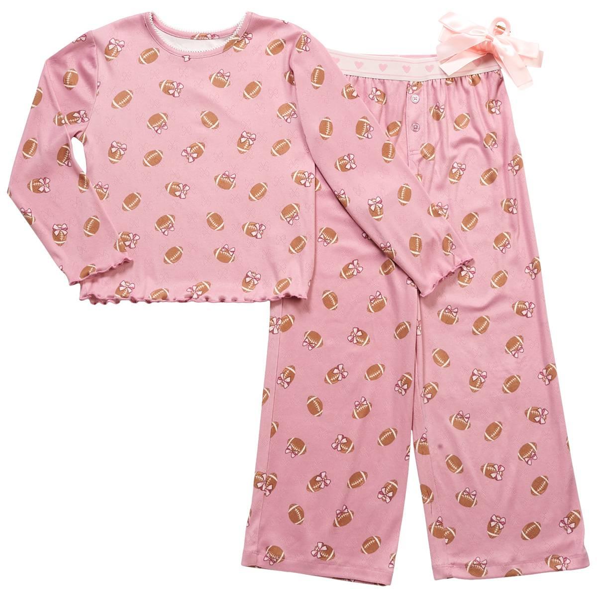 Girls Sincerely Jules 3pc. Pointelle Football Bows Pajama Set