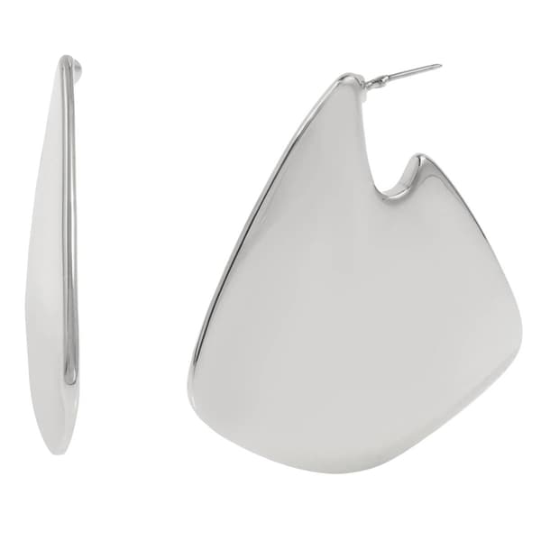 Steve Madden Geometric Silver Statement Hoop Earrings - image 