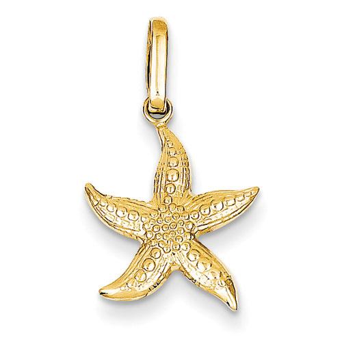 Womens Gold Classics(tm) 14k. Textured Hollow Starfish Charm - image 