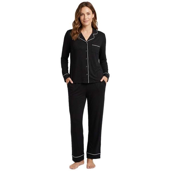 Womens Nicole Miller Long Sleeve Brushed Rib Peached Pajama Set