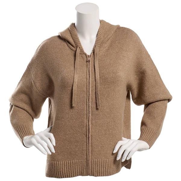 Juniors Pink Rose Cloud Mossy Side Slit Zip Up Hoodie - image 