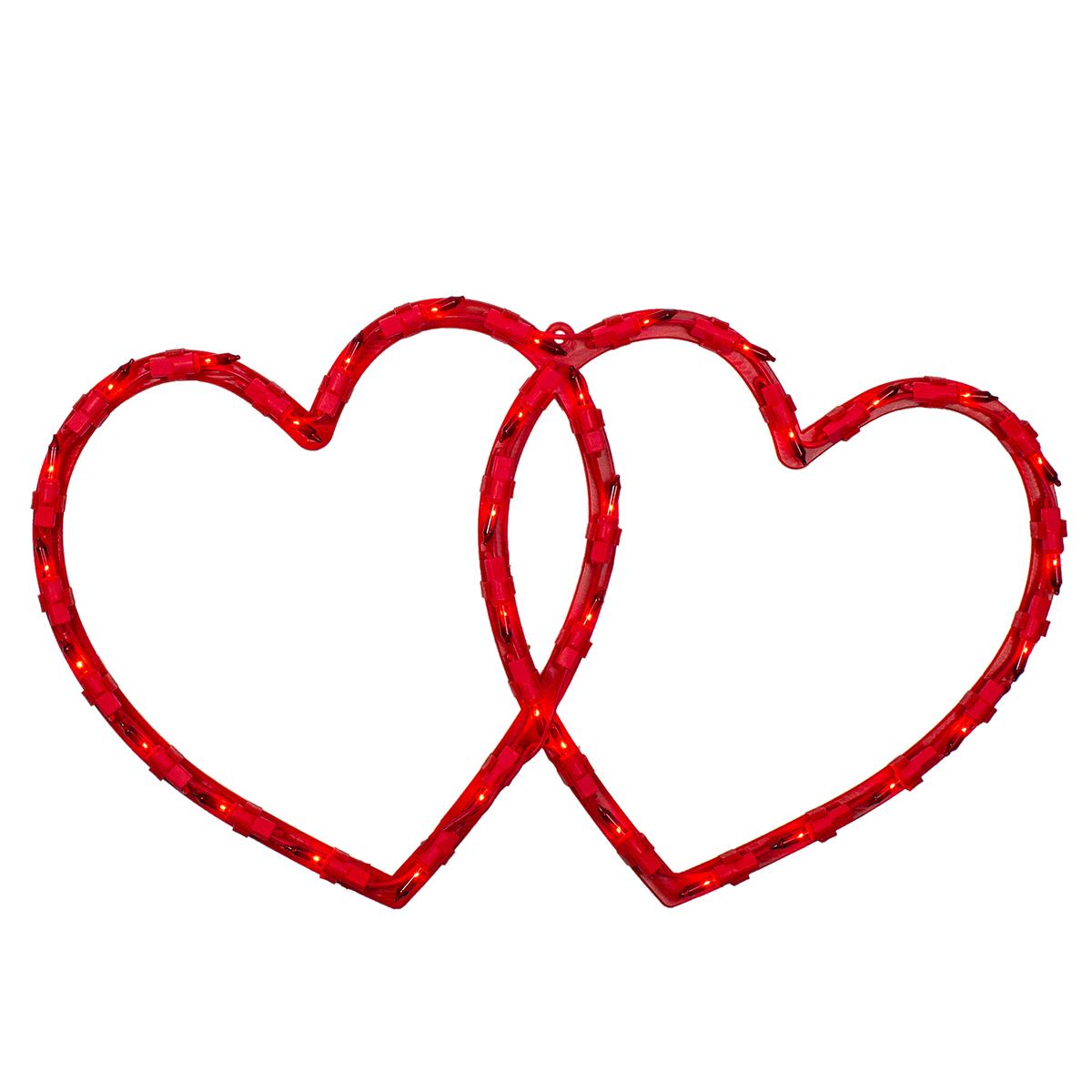 Northlight Seasonal Lighted Red Double Heart Window Silhouette
