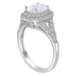 Gemstone Classics™ Sterling Silver Opal & Sapphire Halo Ring