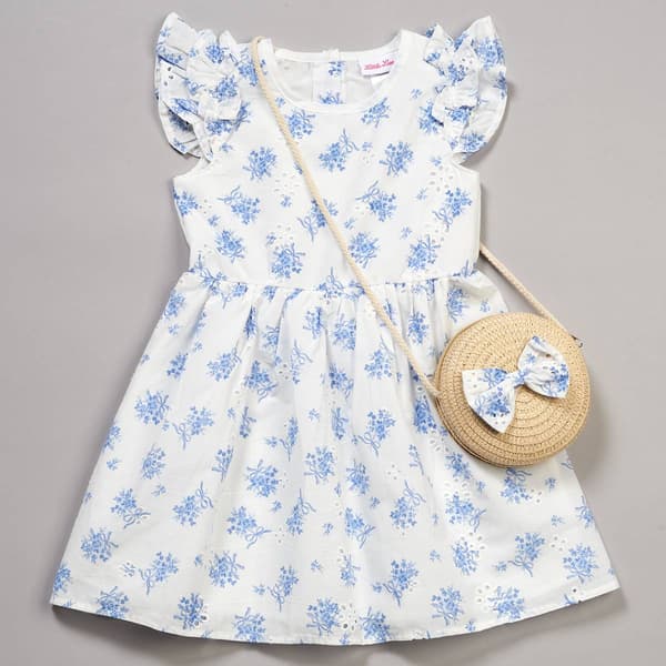 Girls (4-6x) Little Lass® Sleeveless Floral Eyelet Dress w/ Purse