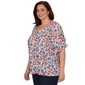 Plus Size Emaline Sapphire Serenade II Elbow Sleeve Floral Blouse - image 3