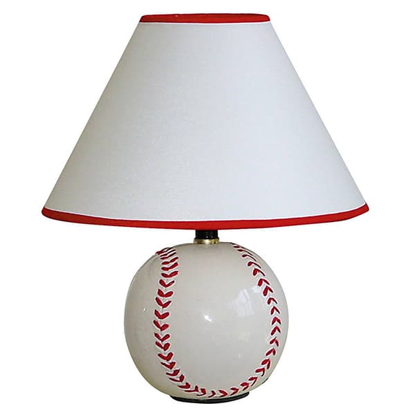 HomeRoots 12in. Ceramic Baseball Sports Table Lamp - image 