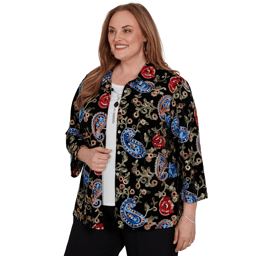 Plus Size Alfred Dunner Dinner Theater Paisley Two in One Blouse