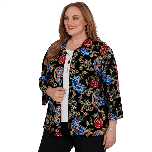 Plus Size Alfred Dunner Dinner Theater Paisley Two in One Blouse