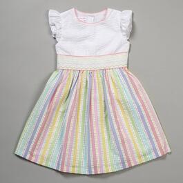Girls &#40;4-6x&#41; Bonnie Jean Rainbow & Stripe Seersucker Dress