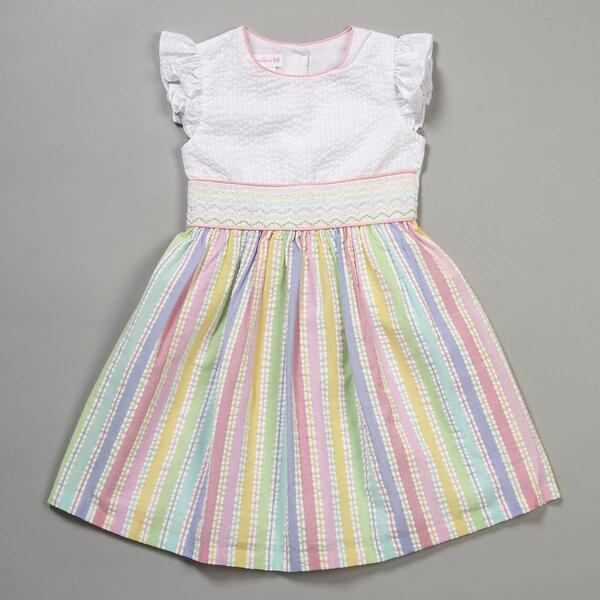 Girls &#40;4-6x&#41; Bonnie Jean Rainbow & Stripe Seersucker Dress - image 