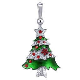 Wearable Art Silver-Tone Christmas Tree Enhancer Pendant
