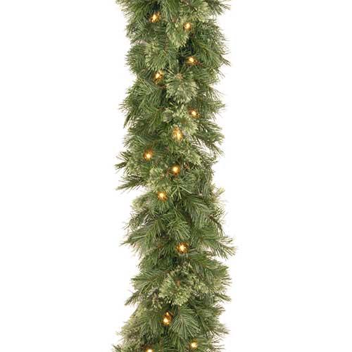National Tree 9ft. Wispy Willow Garland w/ Clear Lights