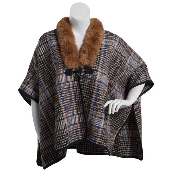 Womens Jones New York Faux Fur Ruana w/Toggle - image 