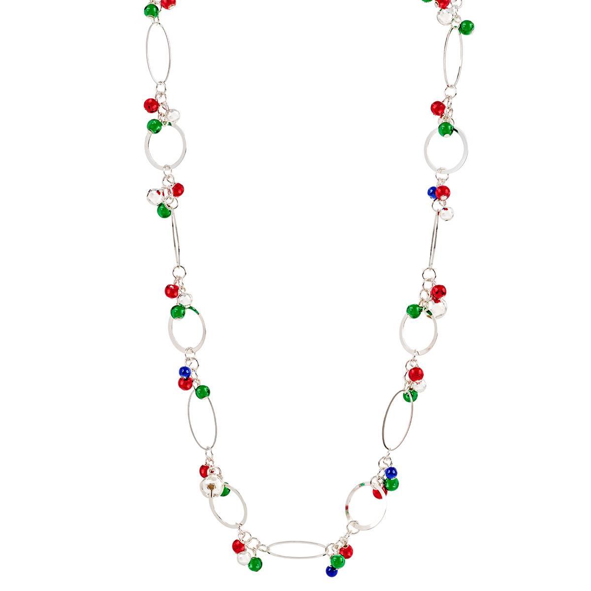 Silver-Tone Oval Link Bell Necklace