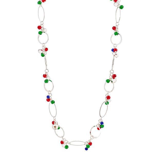 Silver-Tone Oval Link Bell Necklace