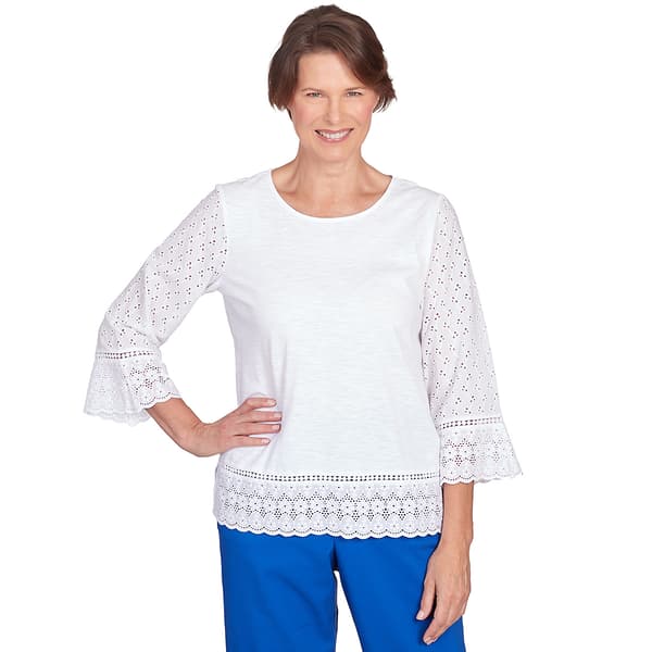 Womens Alfred Dunner Tradewinds Eyelet Trim Top - image 