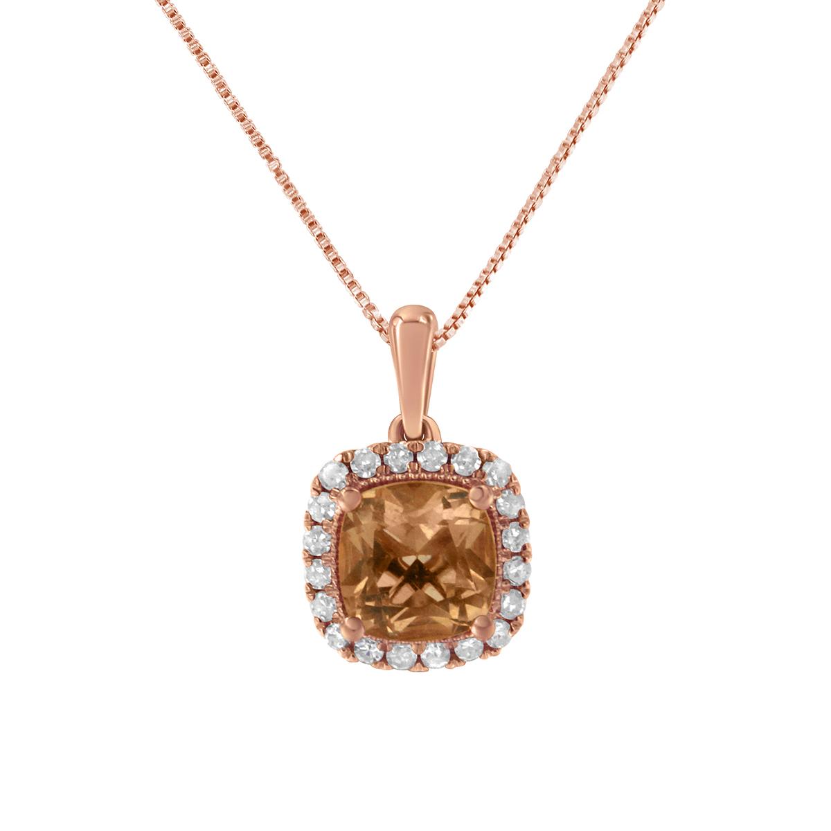 Gemstone Classics™ 1/4ctw. Peach Morganite Square Pendant