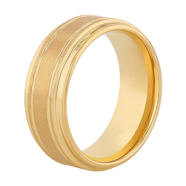 Mens Gentlemen’s Classics™ Gold-Tone Tungsten 2 Stripe Ring