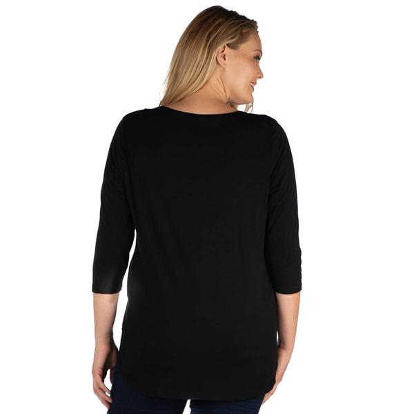 Plus Size 24/7 Comfort Apparel Criss Cross Round Hem Tunic Top