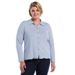 Plus Size Rafaella(R) Long Sleeve Ruffle Trim Button Up Blouse