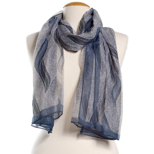 Womens Renshun Swirl Silk Chiffon Oblong Scarf - image 