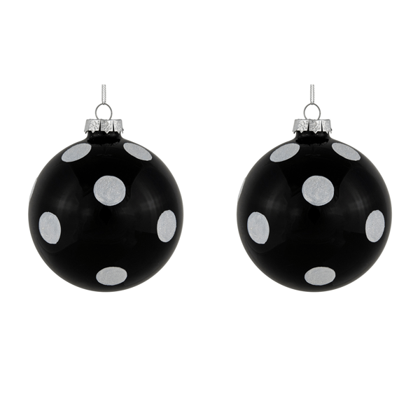 Northlight 2pk. Polka Dot Christmas Glass Ball Ornaments - image 