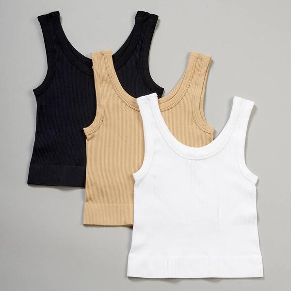 Juniors One Step Up 3pk. Seamless Scoop Neck Tank Tops - image 