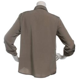 Womens Notations Long Sleeve Silky Stripe Casual Button Down