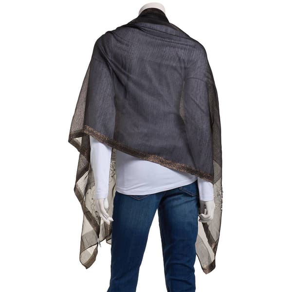 Womens Jessica McClintock Sheer Roses Metallic Shawl