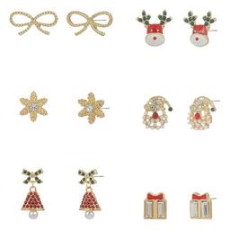 6pr. Christmas Motif Stud Earrings