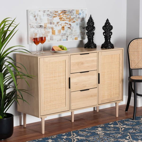 Baxton Studio Harrison Natural Brown Wood 3-Drawer Sideboard