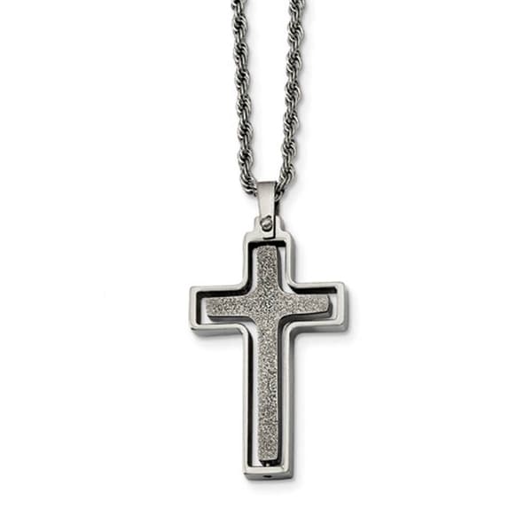 Mens Gentlemen's Classics(tm) Polished & Laser Cut Cross Necklace - image 