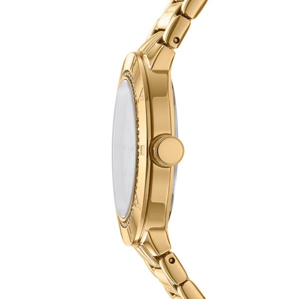 Womens DKNY Eastside Logo White Mop Dial Gold Watch-DK1L023M0035