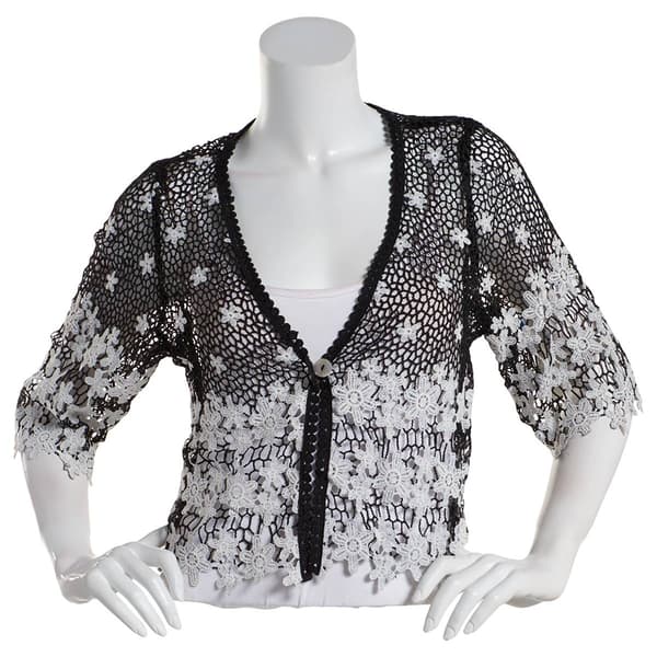 Womens Rabbit Rabbit Rabbit Daisy Lace Shrug-BLK - image 