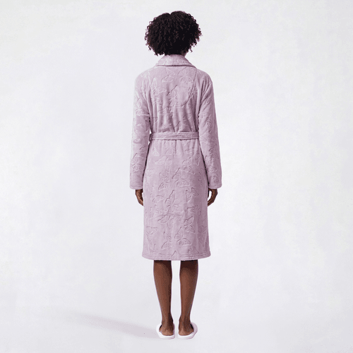 Womens Jasmine Rose Butterfly Embossed Shawl Robe - Lavender