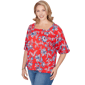 Plus Size Ruby Rd. French Riviera Square Neck Floral Blouse - image 3