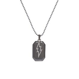 Steve Madden Dog Tag & Lightening Bolt Charm Pendant Necklace
