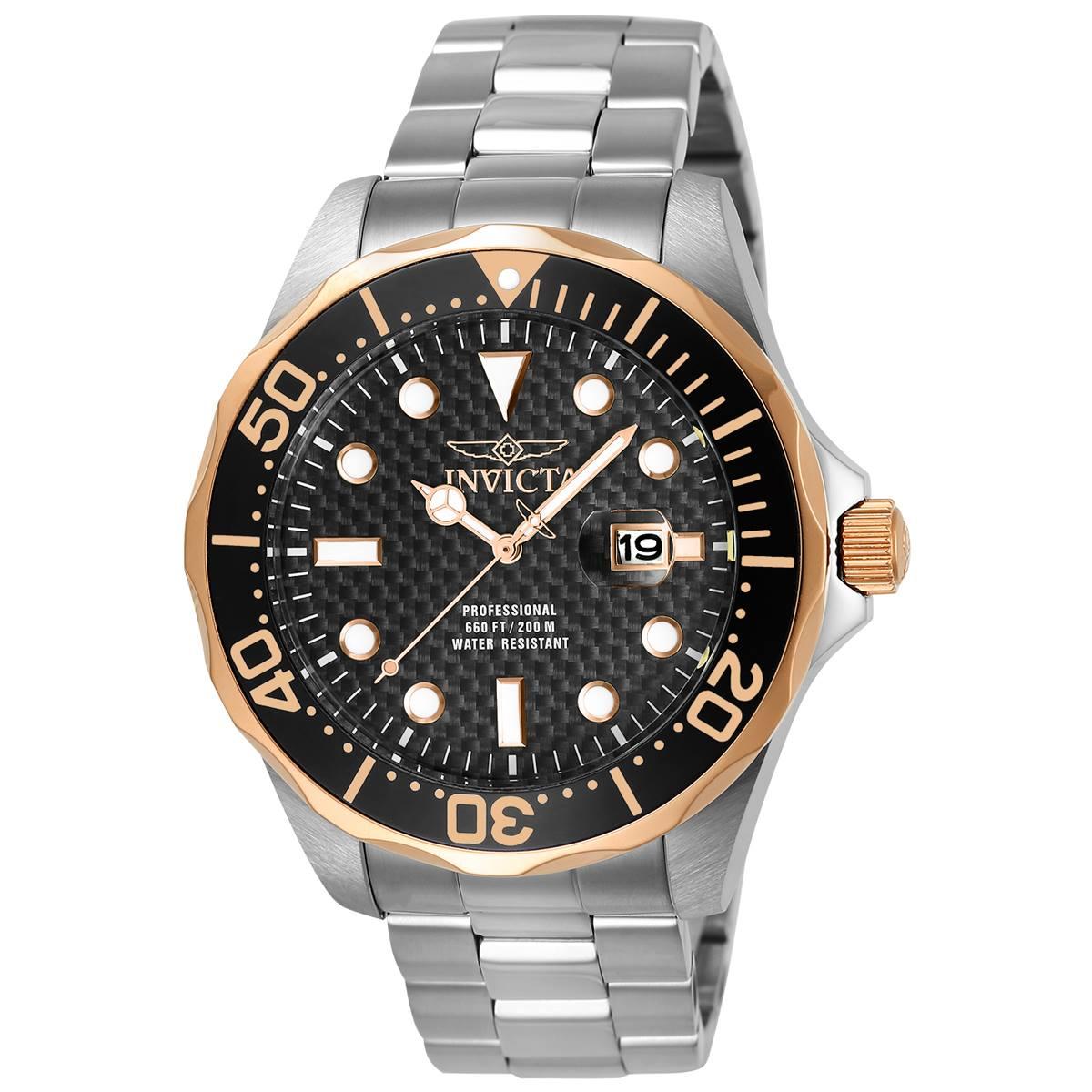 Mens Invicta Pro Diver Black Dial Quartz Watch - 12567